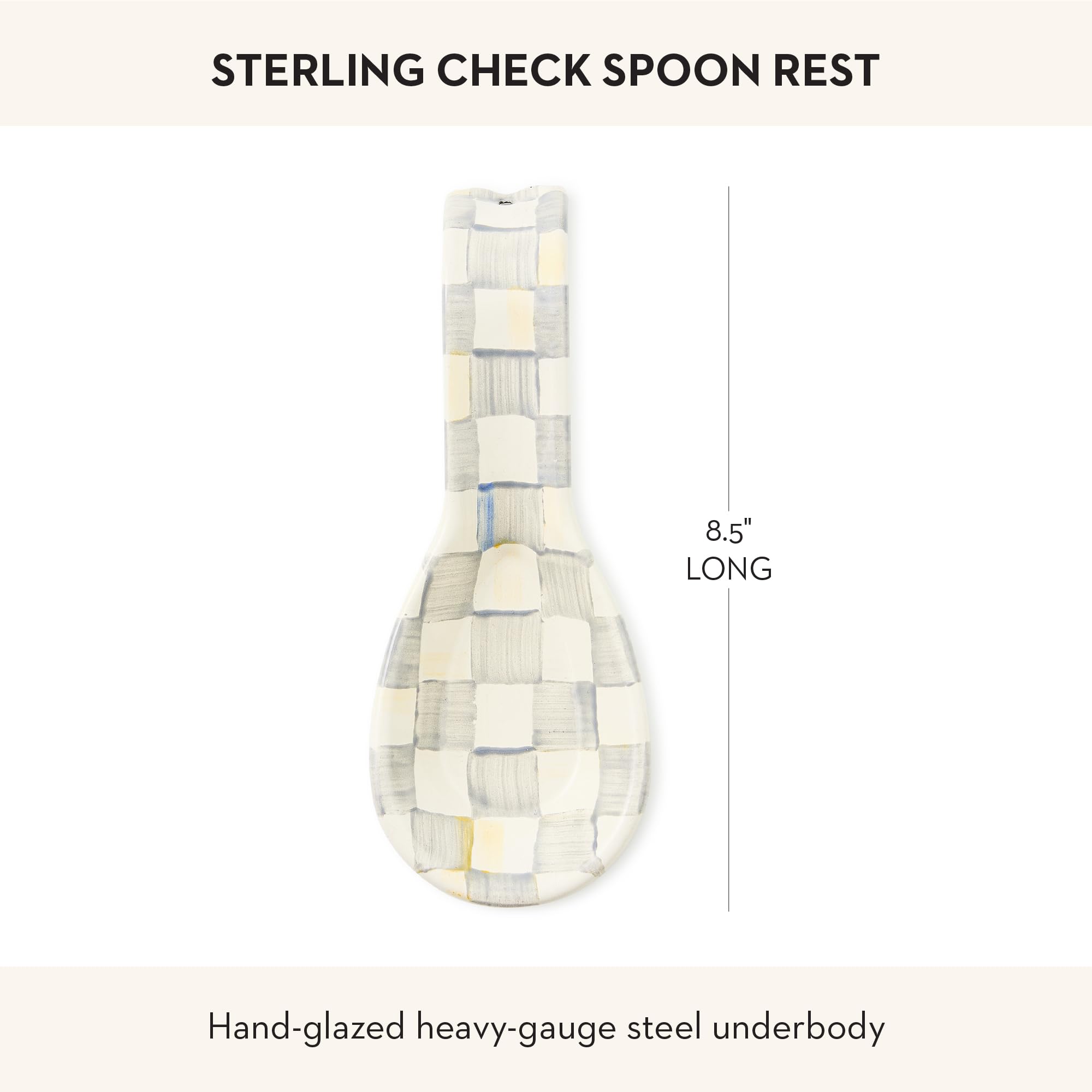 MACKENZIE-CHILDS enamel spoon rest on dining table complements place settings.