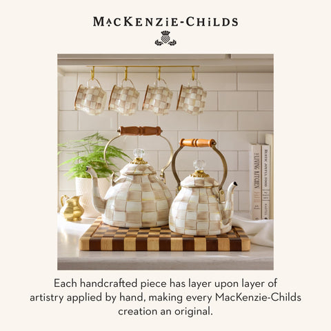 MACKENZIE-CHILDS enamel kettle heavy-gauge underbody supports steady heat transfer