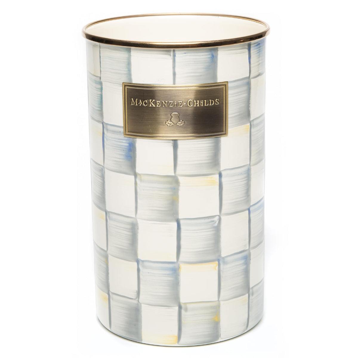 MacKenzie-Childs enamel utensil holder on the countertop for organized storage.