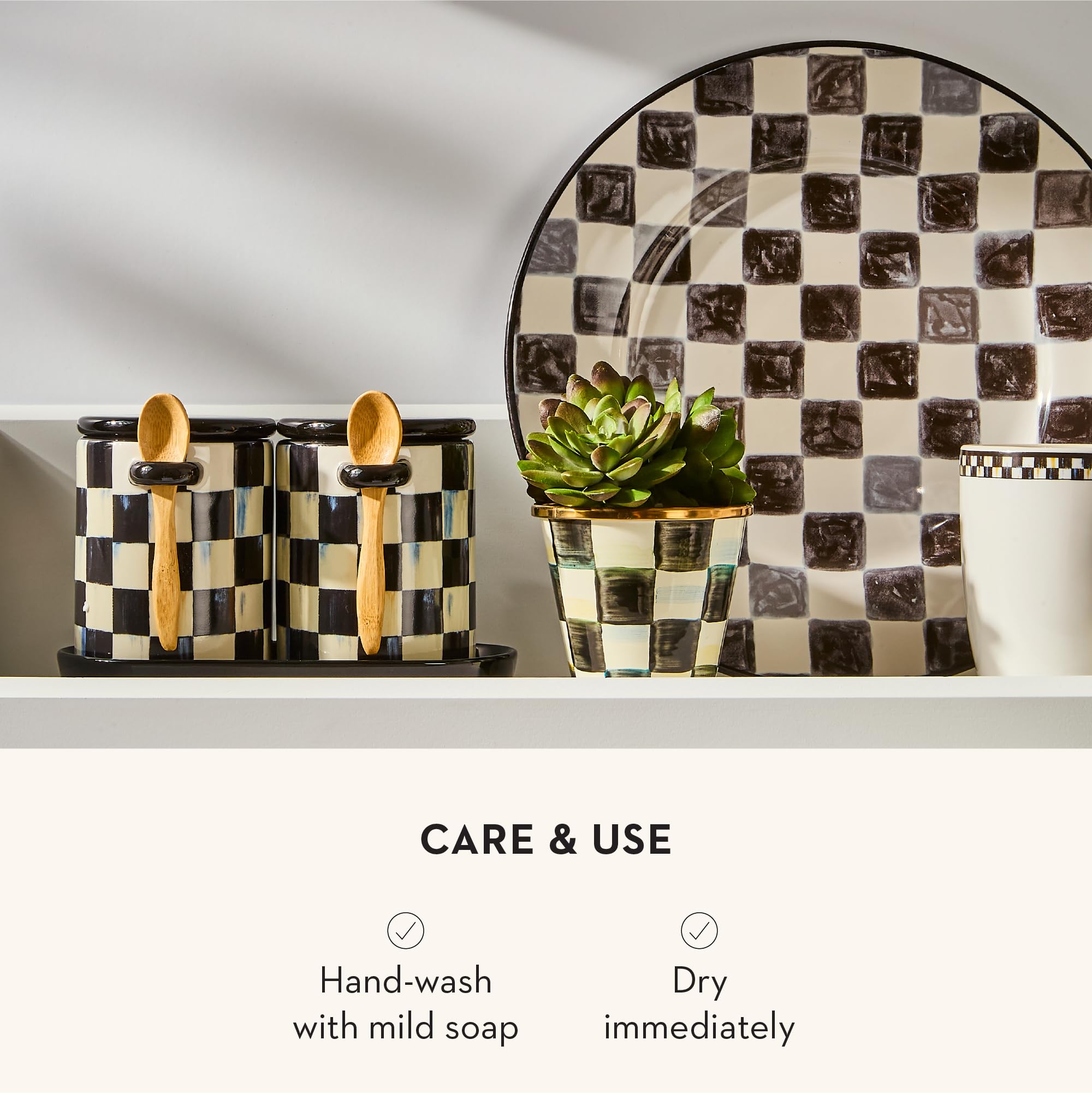 Gift-ready Mackenzie-Childs canister set, ideal for weddings or housewarming celebrations.