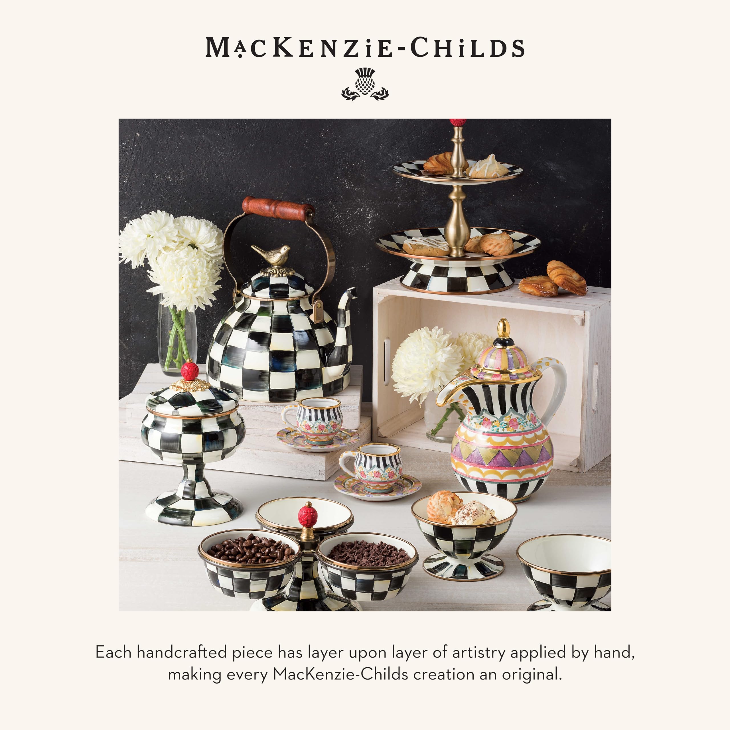 MACKENZIE-CHILDS freestanding towel holder as a gift-ready decor piece