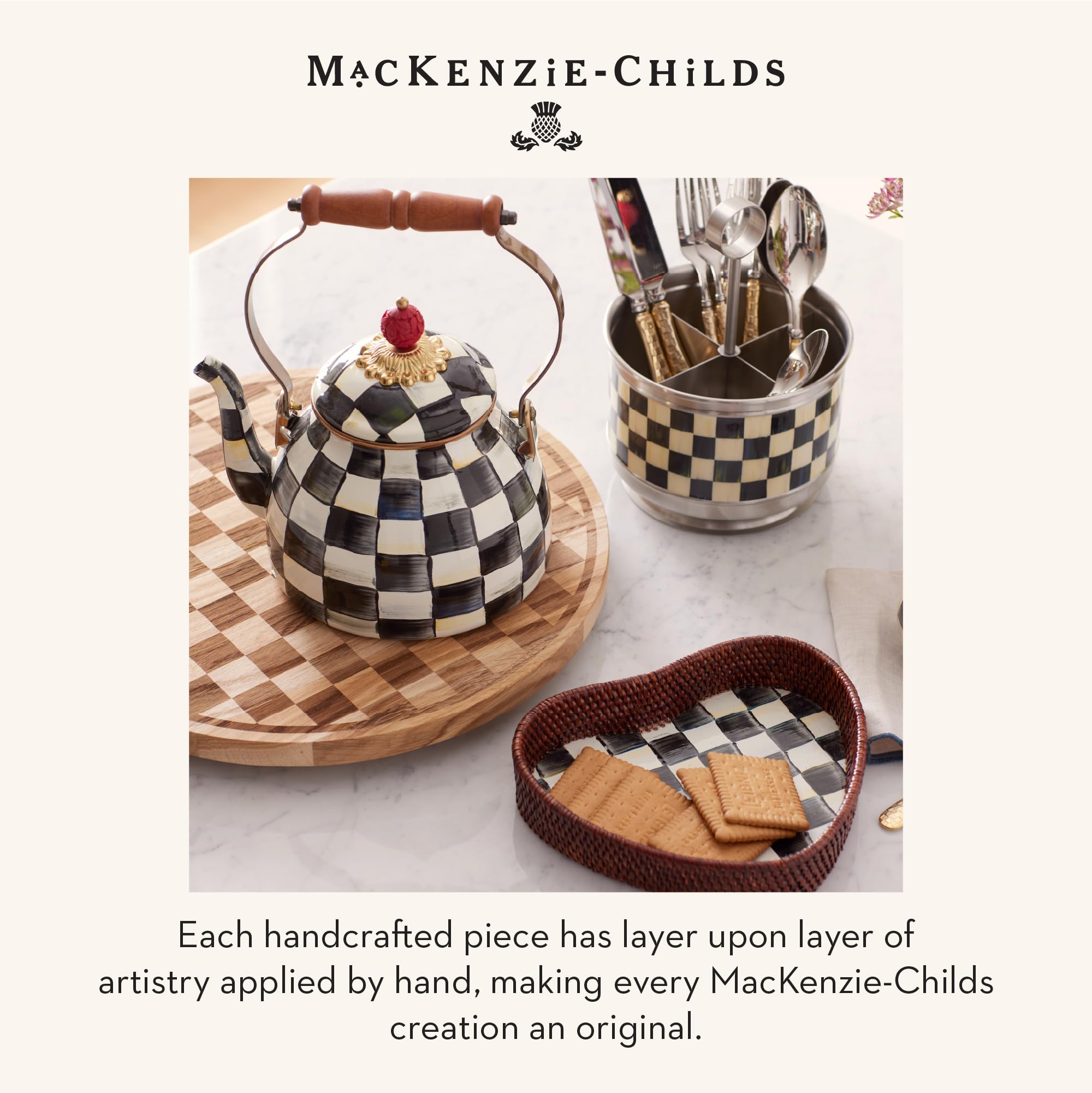 MacKenzie-Childs gift-ready silverware caddy makes a thoughtful wedding or housewarming gift.
