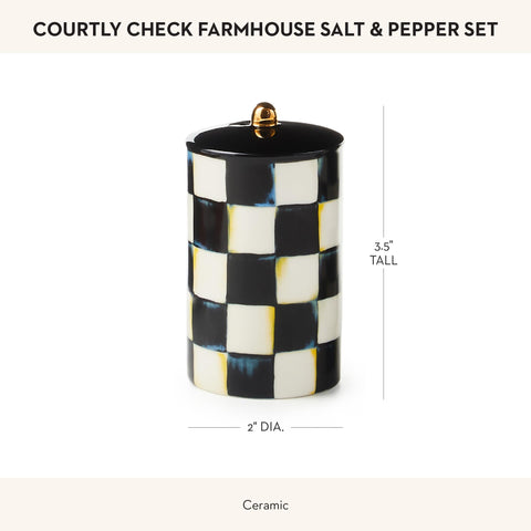 MacKenzie-Childs gold luster ball cap detail highlighted on the shaker.