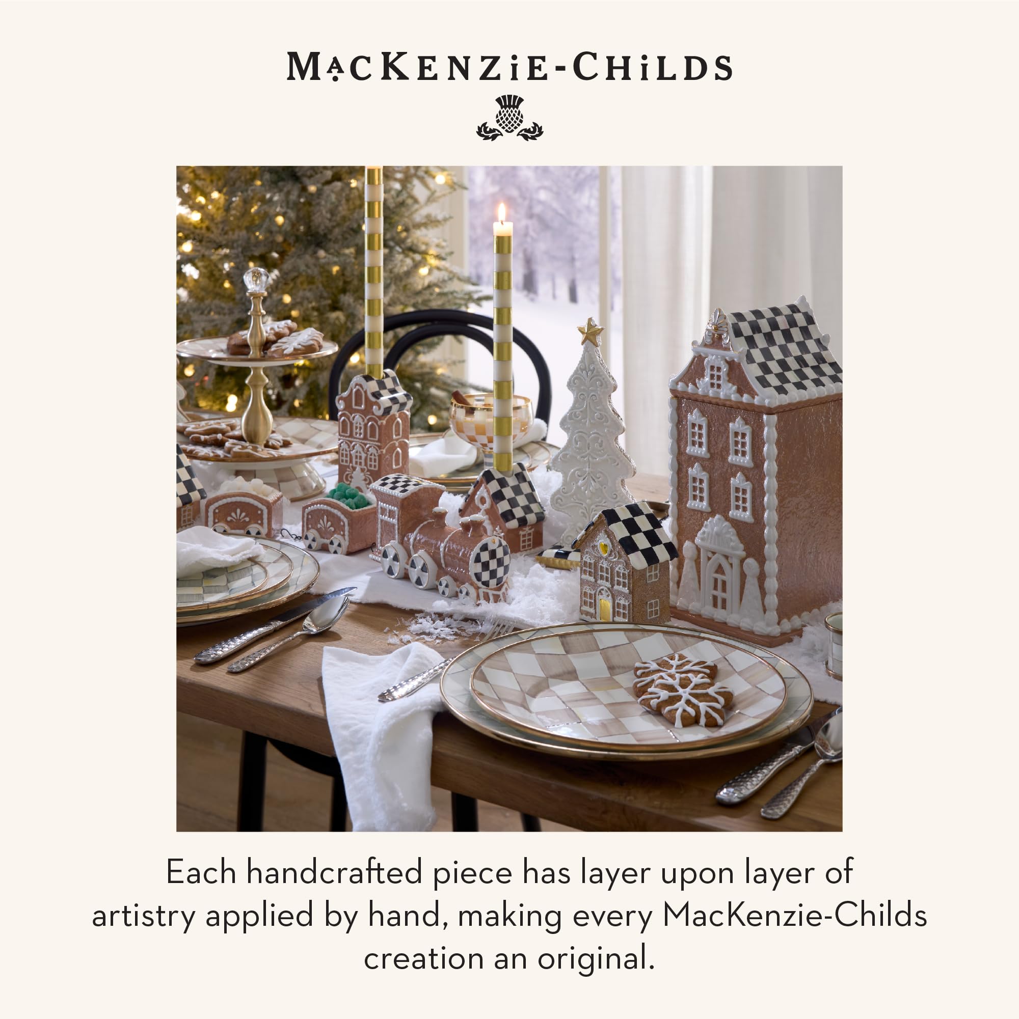 Holiday table decor with MacKenzie-Childs Courtly Noel nutcracker motif