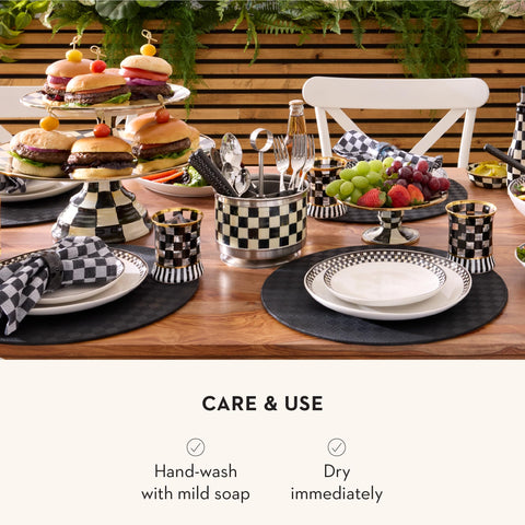 MacKenzie-Childs kitchen decor accessory enhances everyday dining presentation.
