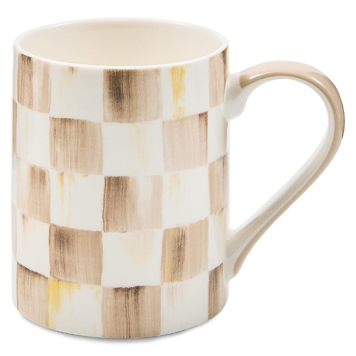 MacKenzie-Childs mocha check porcelain mug for daily coffee or tea rituals