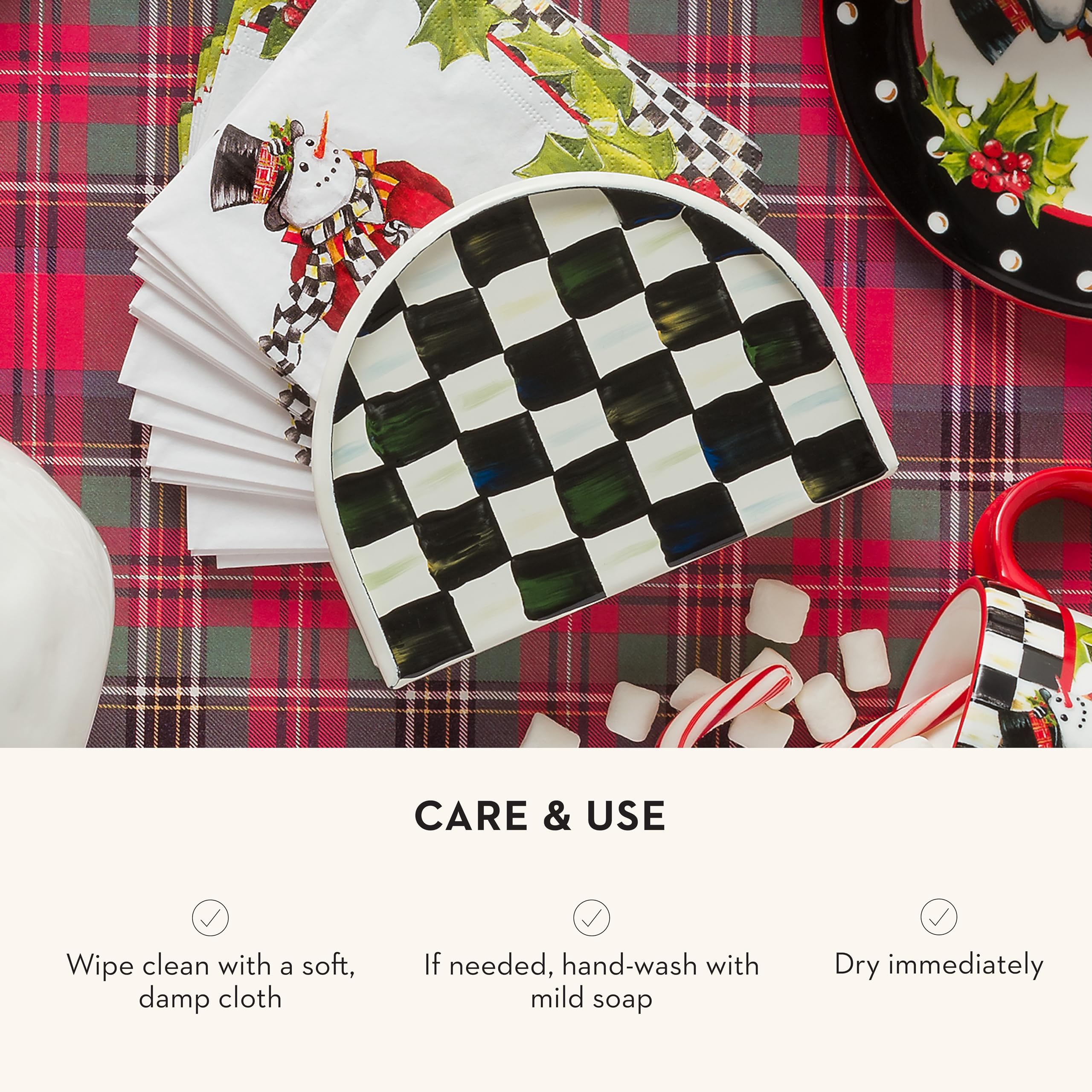 MACKENZIE-CHILDS napkin holder ideal for picnics with portable elegance.