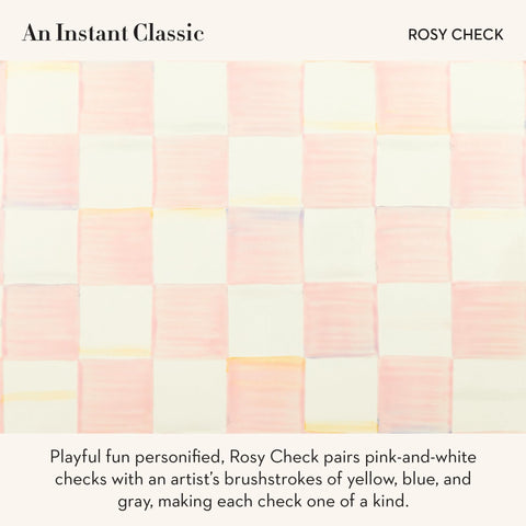 Mackenzie-Childs Rosy Check pattern on enamel canister adds decorative flair.