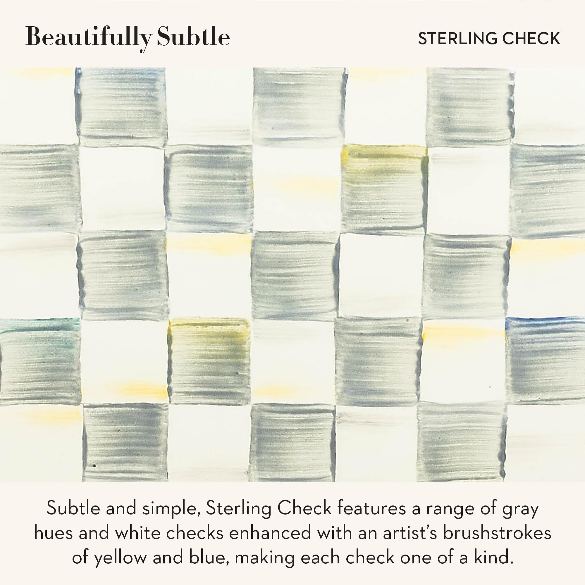 MacKenzie-Childs Sterling Check pattern elevates kitchen decor and organization.