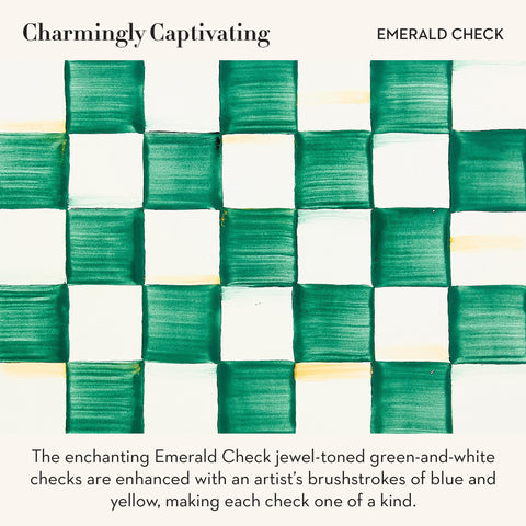 MacKenzie-Childs emerald check spoon rest protects surfaces and keeps spoons within reach.