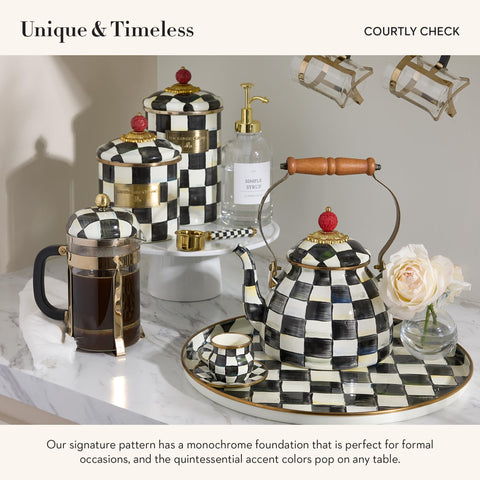 MACKENZIE-CHILDS Supper Club Coffee Scoop with enamel coating, elegant kitchen accent.