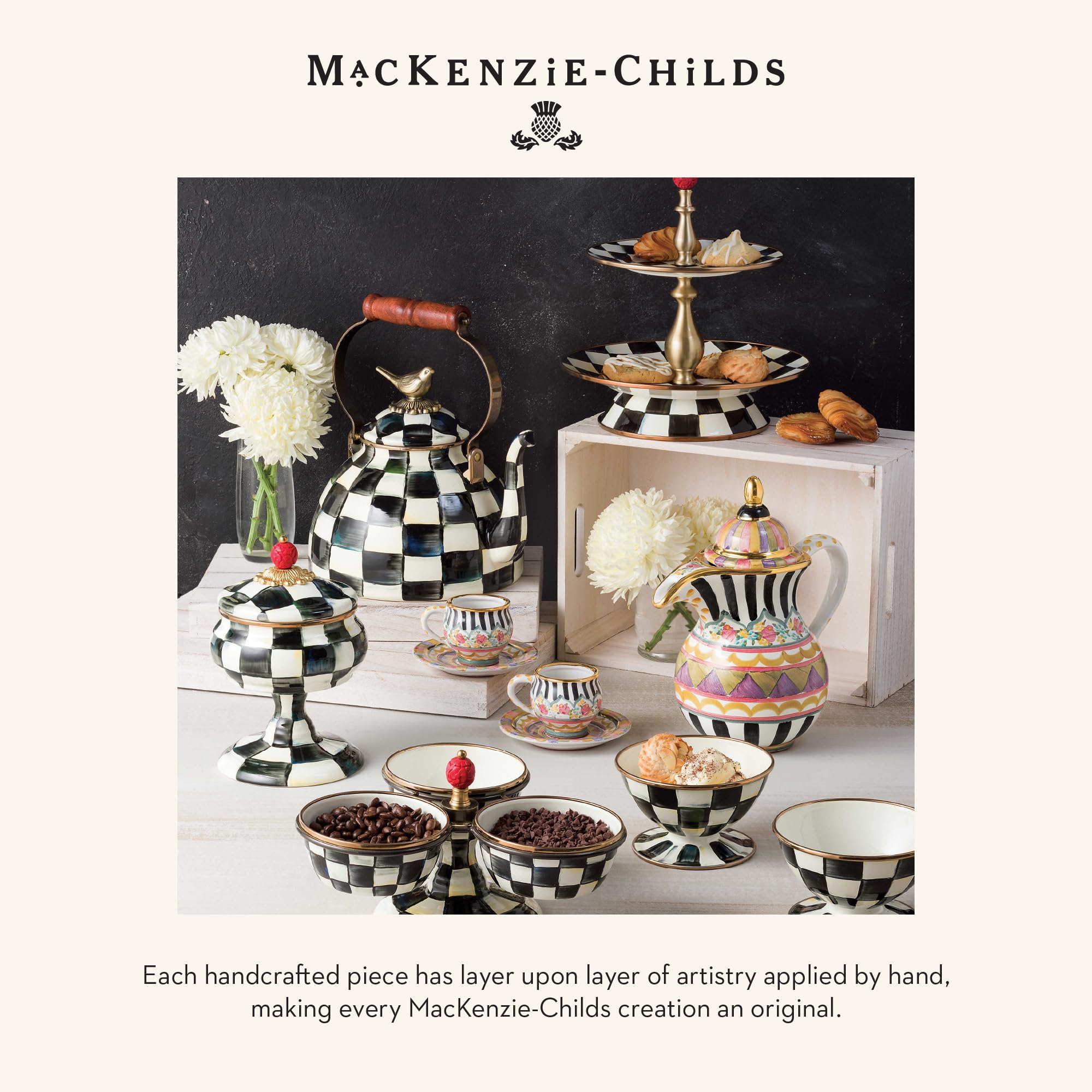 MACKENZIE-CHILDS Supper Club Coffee Scoop decor-friendly, elevates coffee ritual on the kitchen counter.
