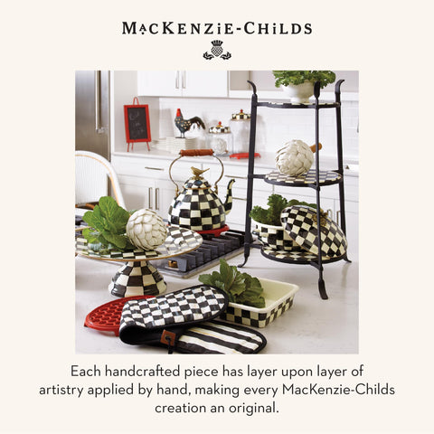 MACKENZIE-CHILDS Courtly Check kettle elevates table aesthetics