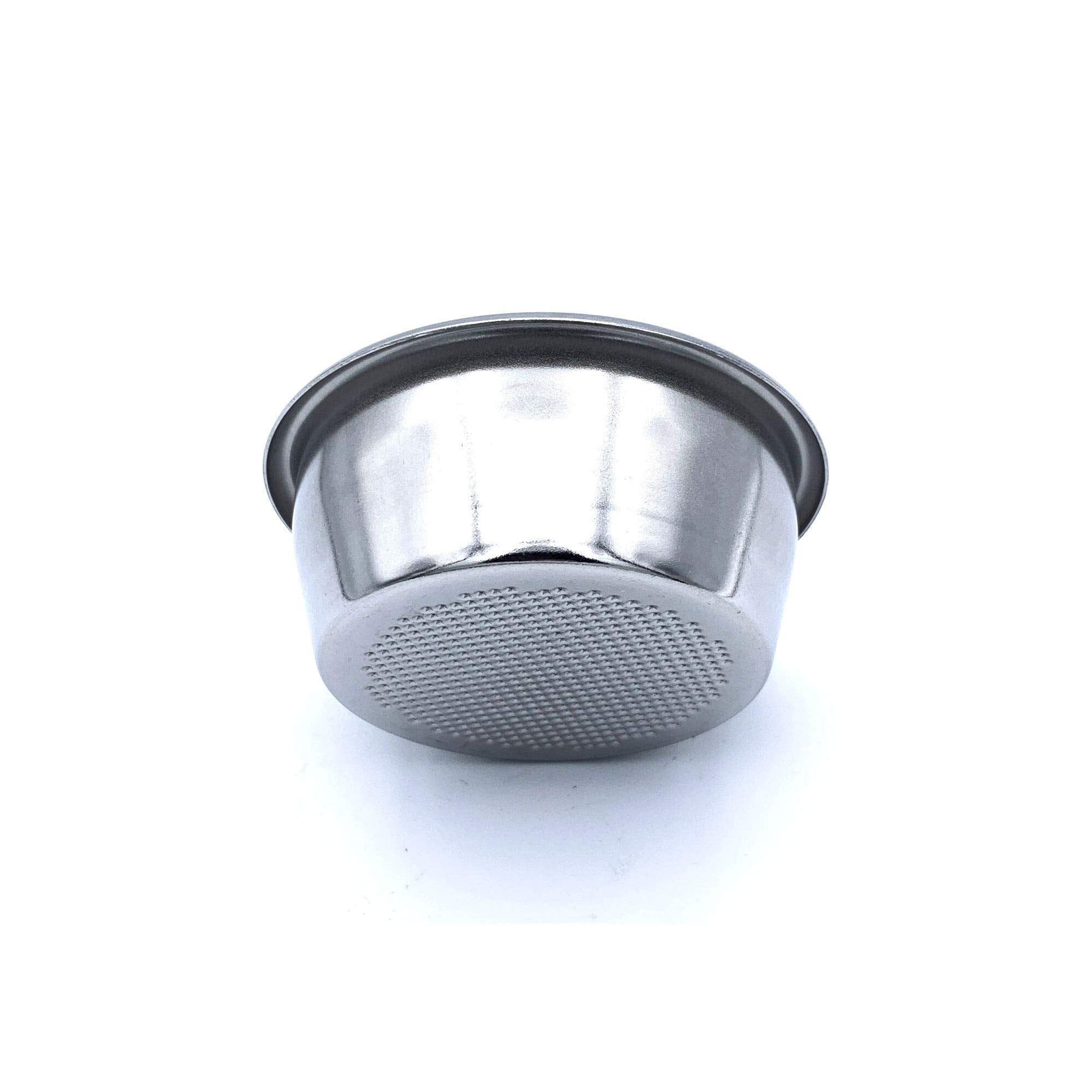 MacMaxe 54mm filter basket side view highlighting durable steel