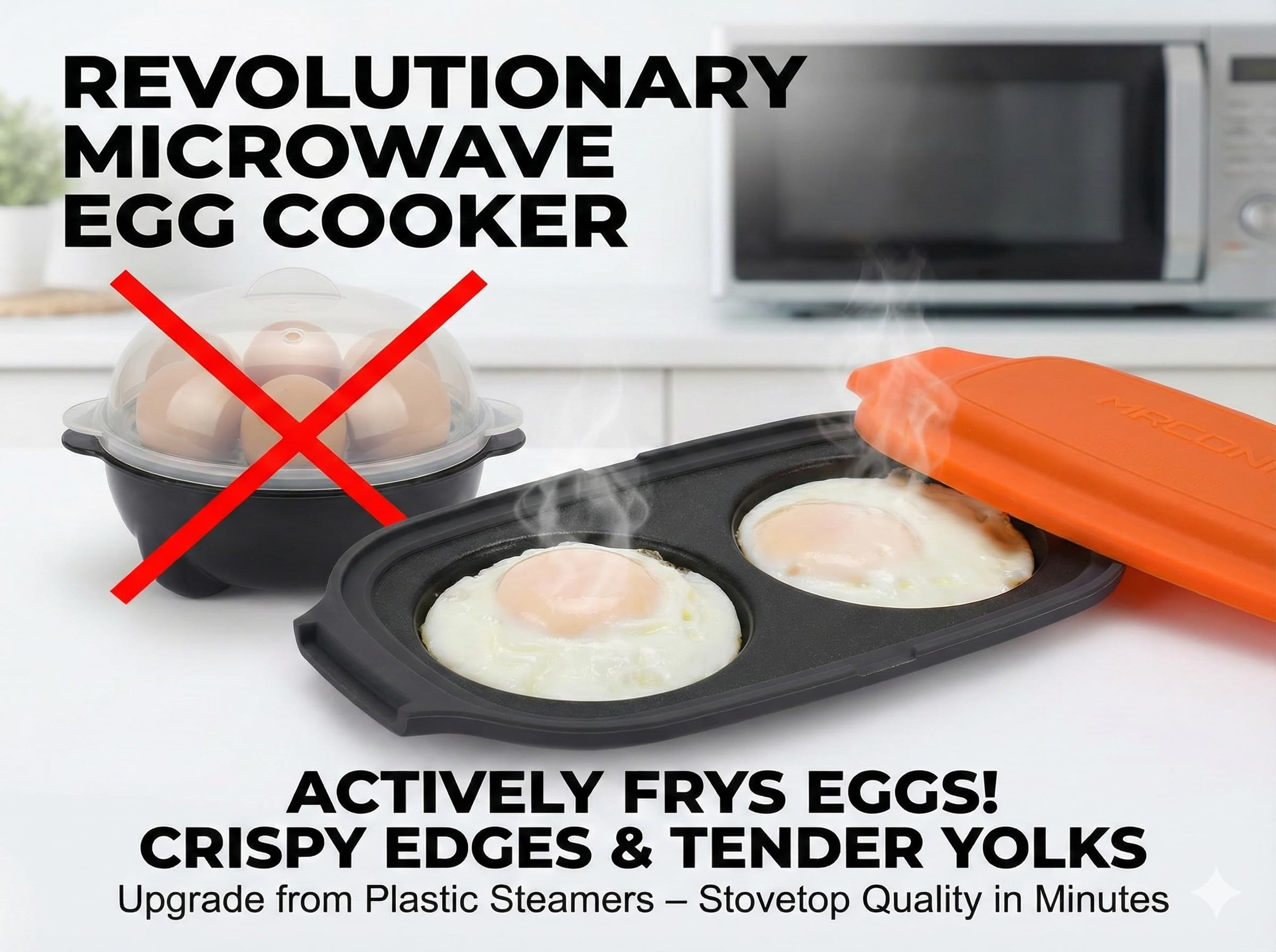 MACONEE Egg Cooker scrambling two eggs for a fast sandwich.