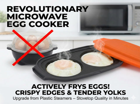 MACONEE Egg Cooker scrambling two eggs for a fast sandwich.