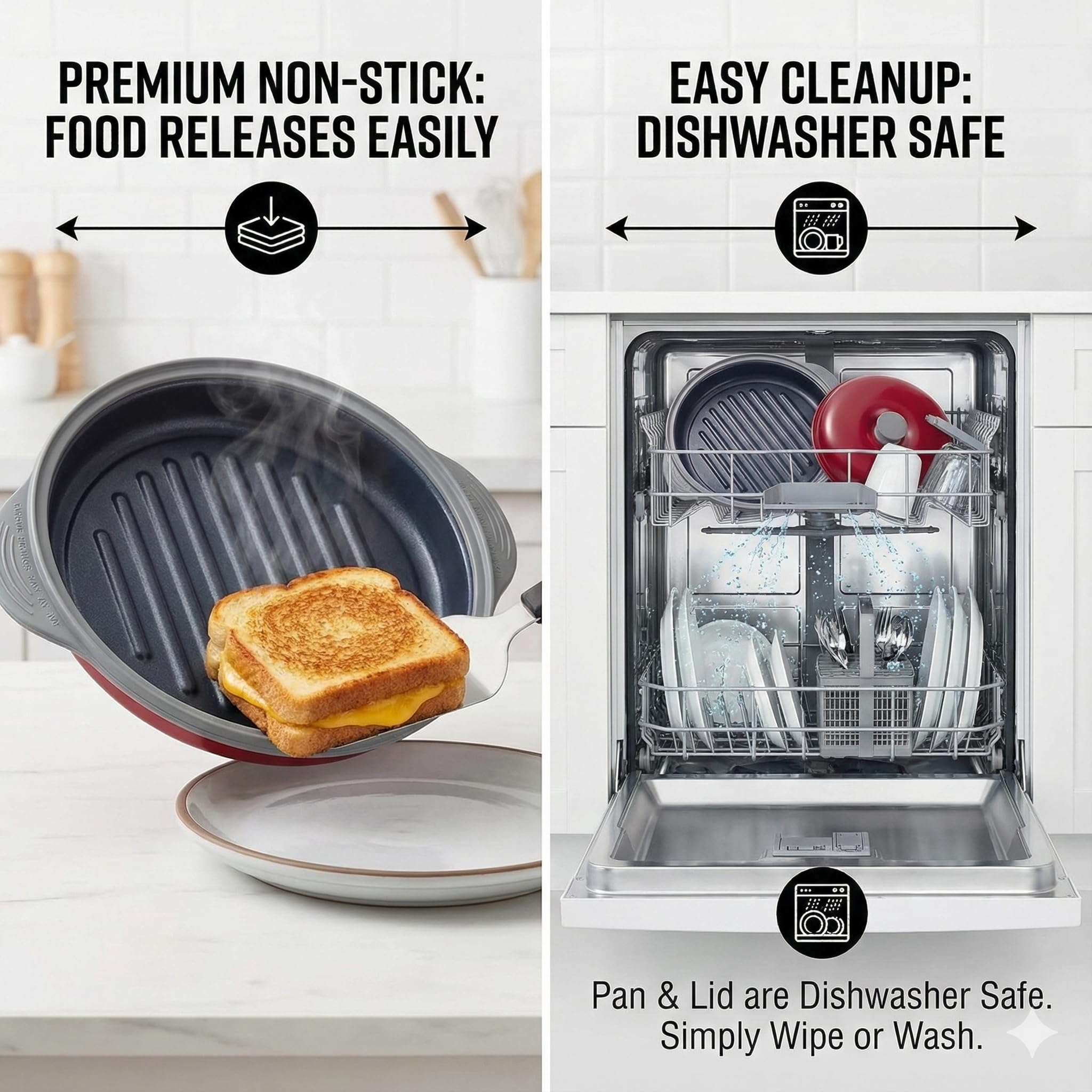 MACONEE dishwasher-safe non-stick grill pan for easy cleanup