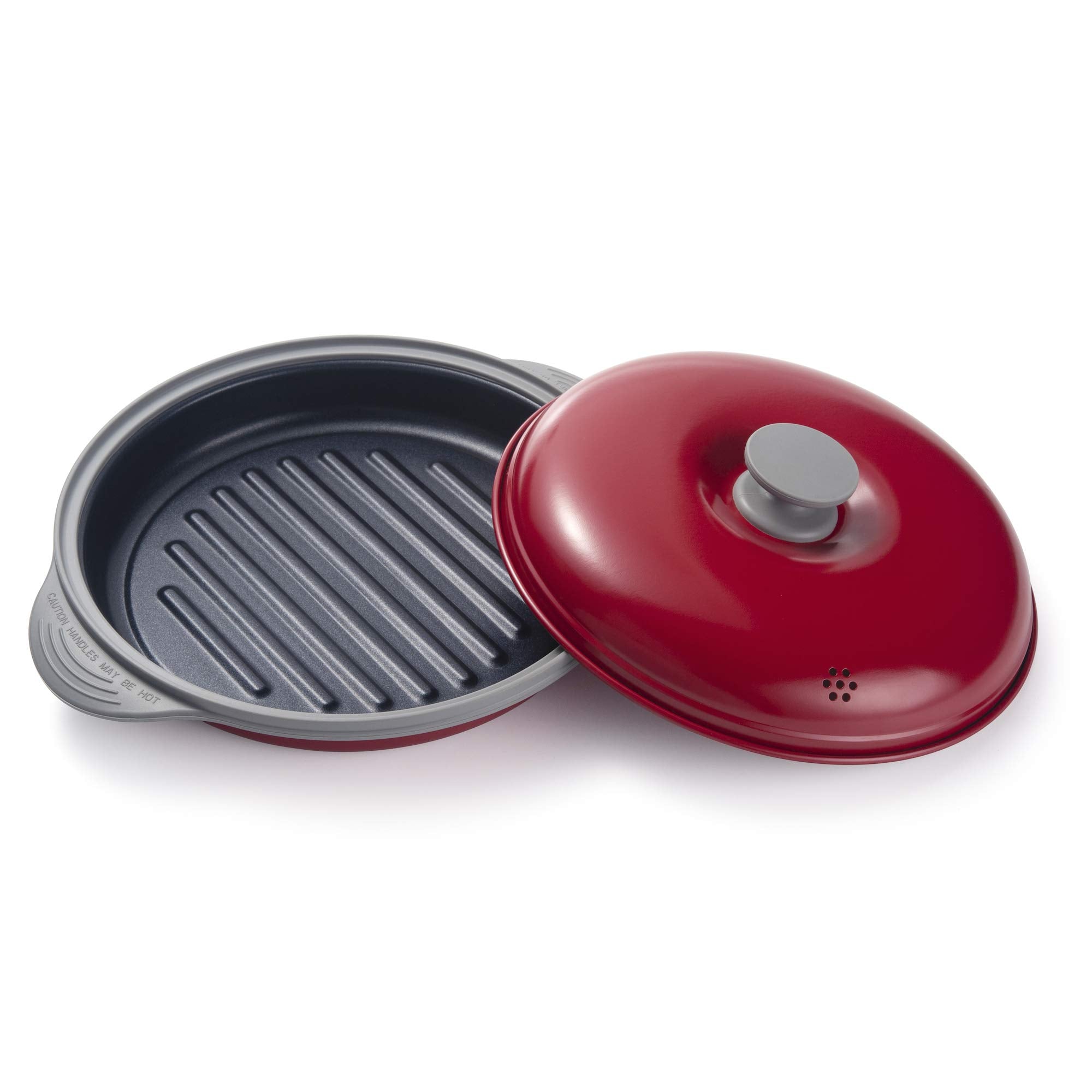 MACONEE microwave grill pan with lid on for quick crisp grilling