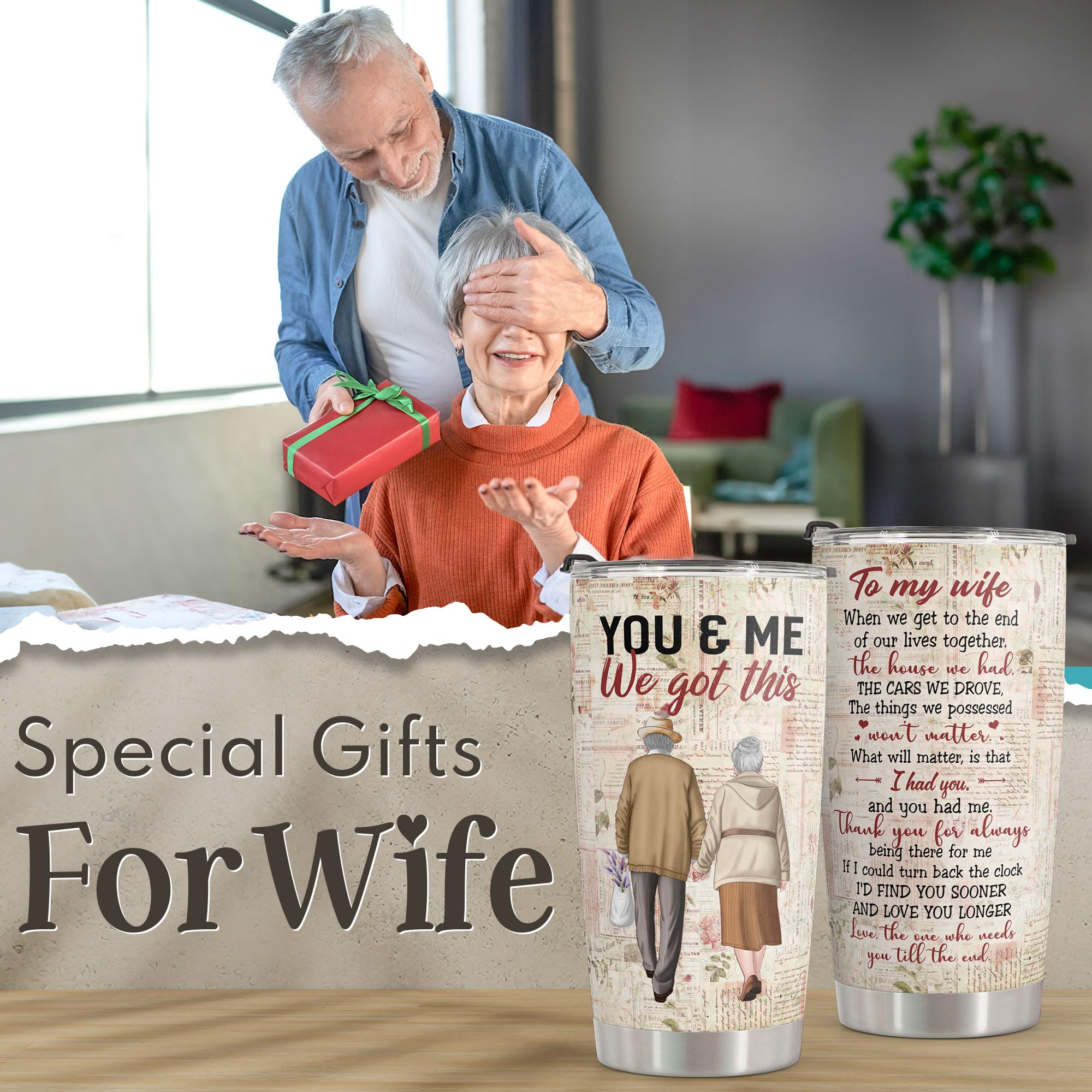 Macorner tumbler with heart design gift for wife and loved one.