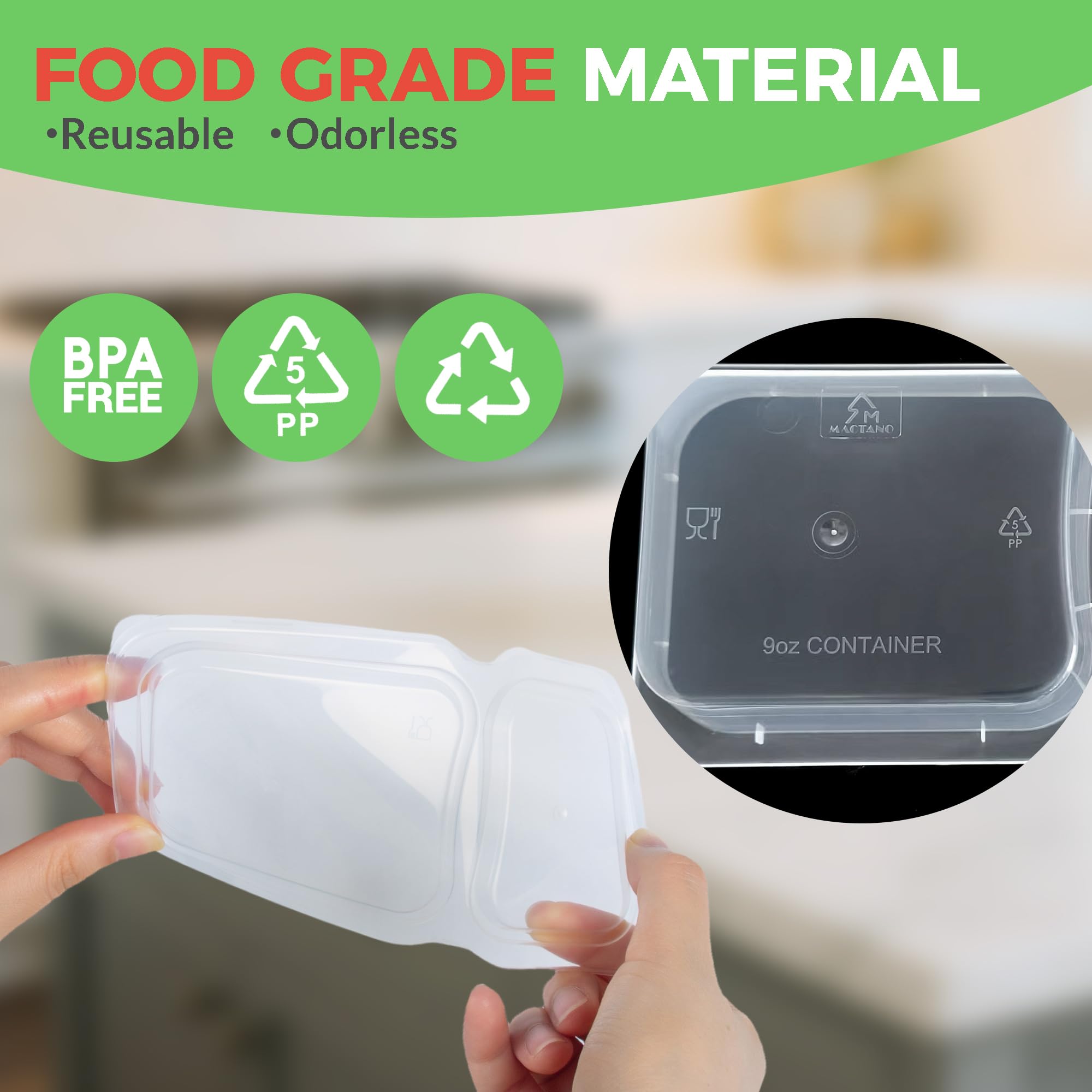 BPA-free MACTANO container ensures safe food contact for daily use.