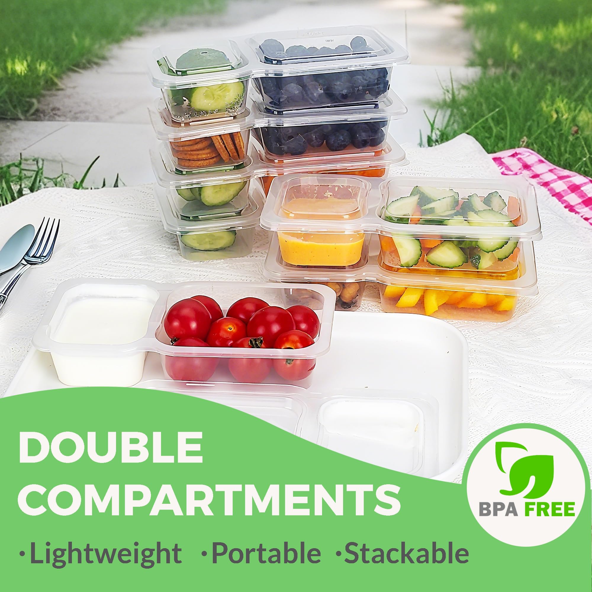 Two-compartment design keeps snacks and seasonings separate.