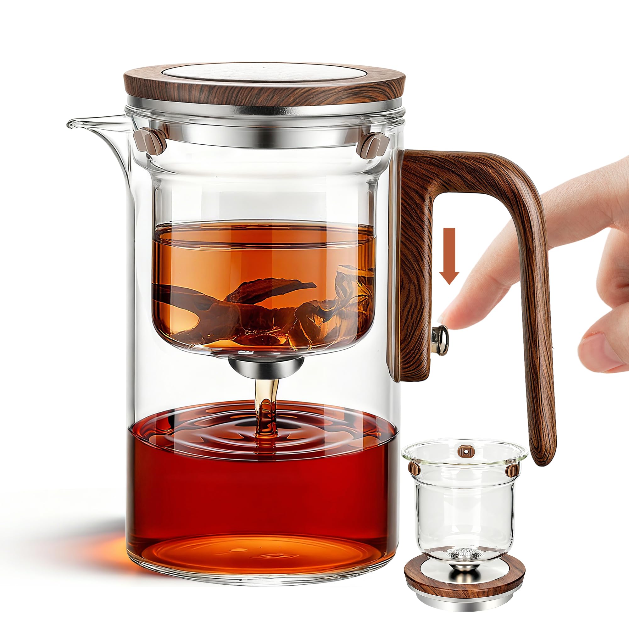 MACTANO Enchant Tea Pot in clear borosilicate glass showing steeping color and aroma.