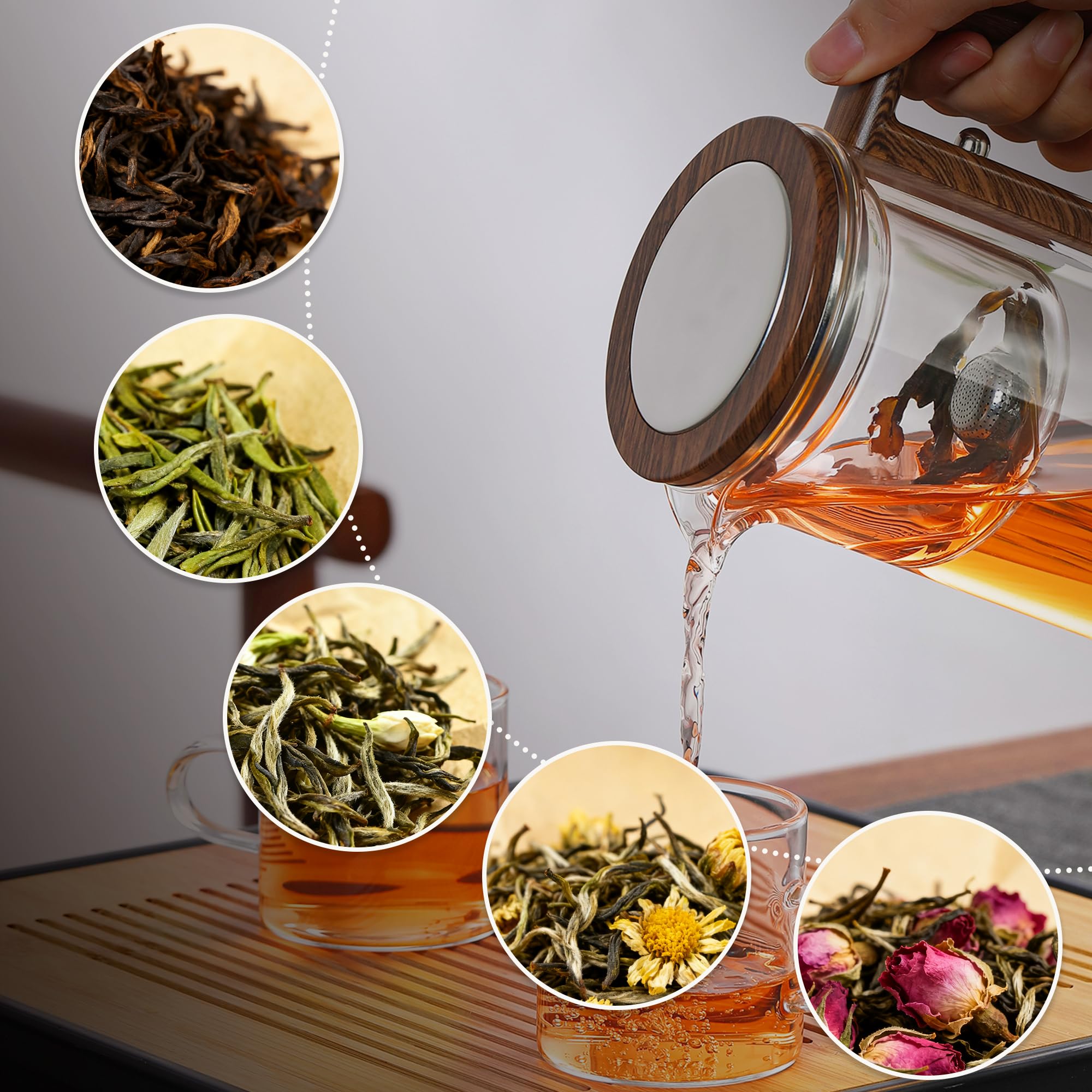 MACTANO Enchant Tea Pot brewing loose tea and watching the infusion.