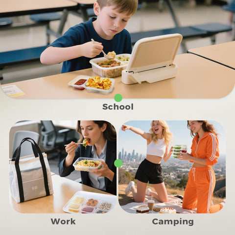 MACTANO stackable snack box design for easy storage.