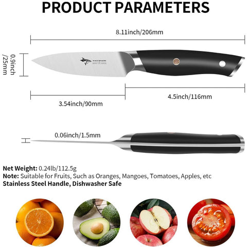 MAD SHARK 3.5-inch paring knife ergonomic handle for comfortable grip