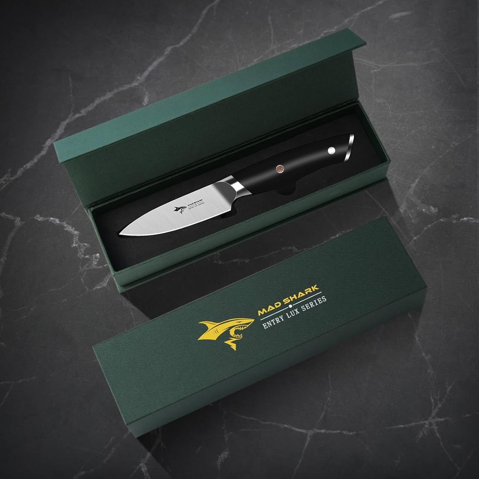 MAD SHARK 3.5-inch paring knife in gift-ready packaging