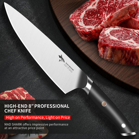MAD SHARK 8-Inch Chef Knife ergonomic full-tang handle for balanced grip