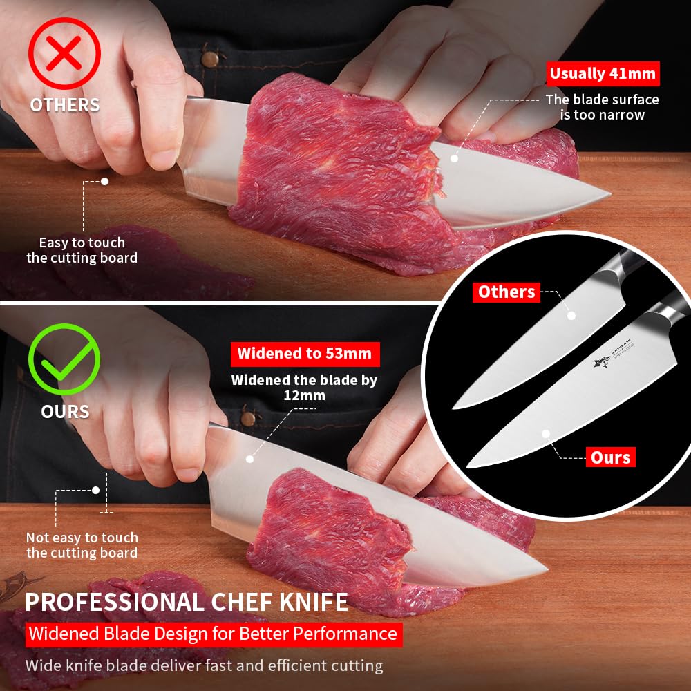 MAD SHARK 8-Inch Chef Knife blades resist rust and corrosion during use