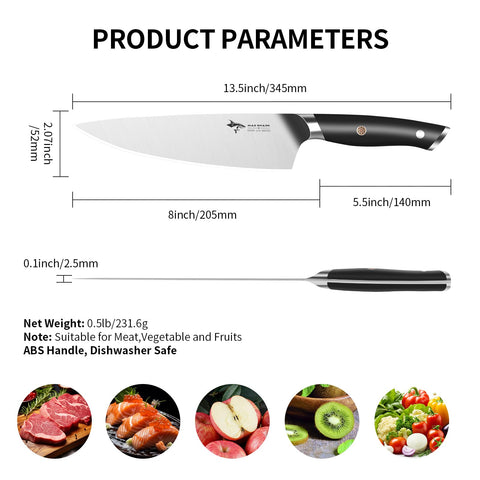 MAD SHARK 8-Inch Chef Knife carving roasted turkey with ease