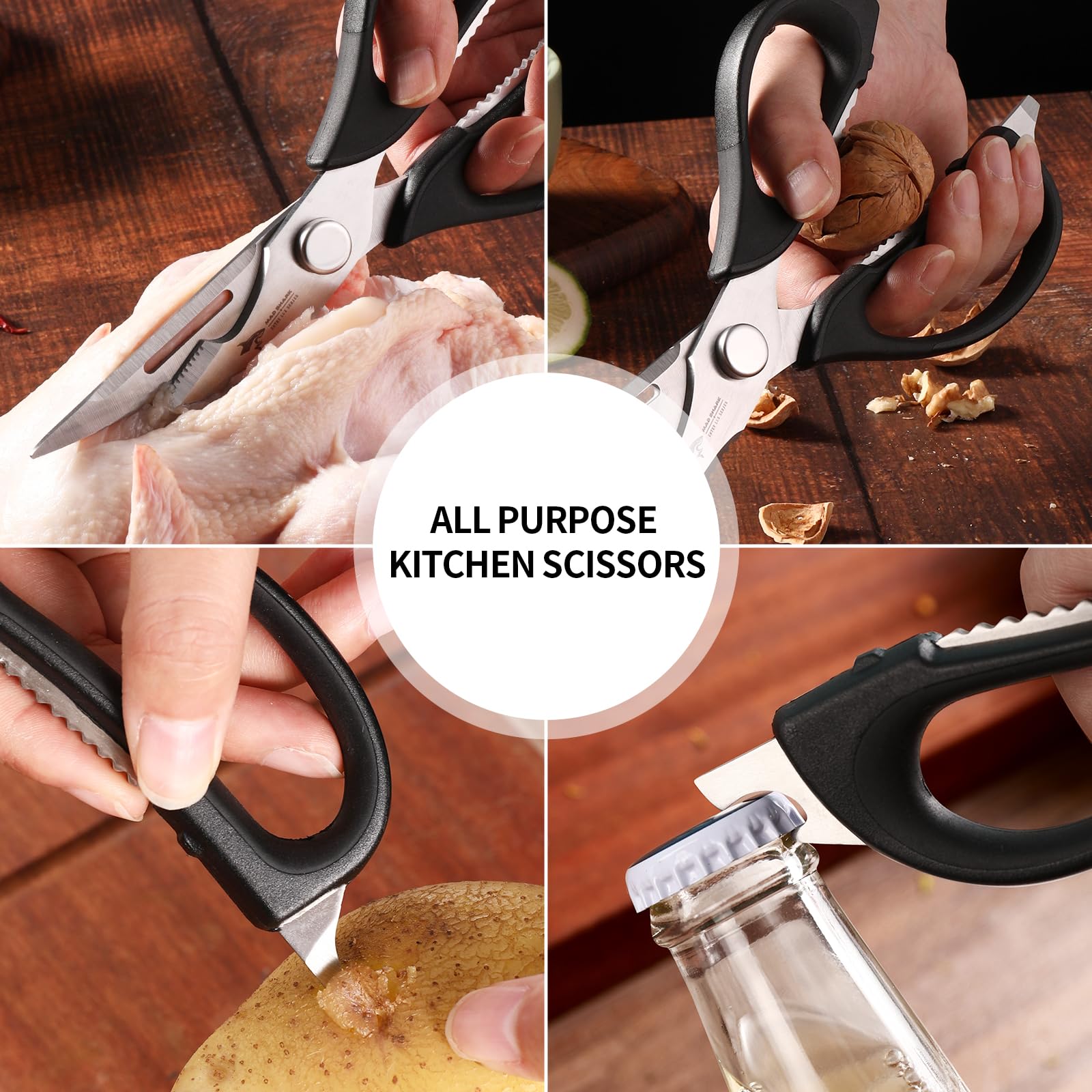 MAD SHARK kitchen scissors bottle-opener doubles as a pry bar for packaging.