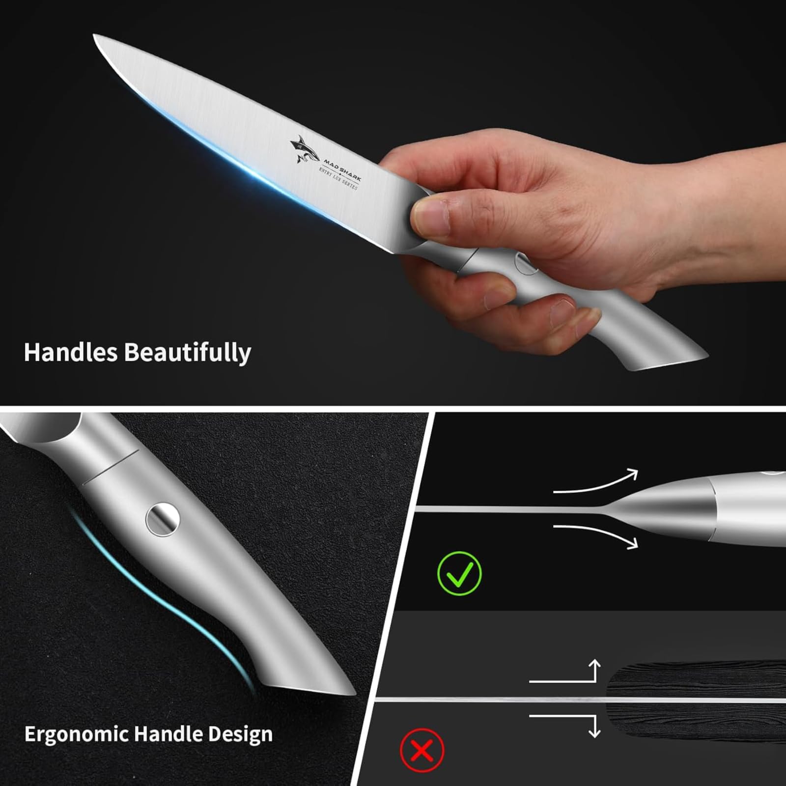 MAD SHARK 5-inch fruit prep paring knife in action for peeling and trimming.