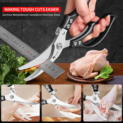 MAD SHARK poultry shears safety lock ensures secure storage.