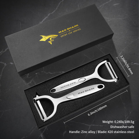 MAD SHARK serrated blade peeler for potatoes and cucumbers delivers smooth, precise peeling