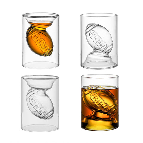 MADARC SPORT football shot glasses with a 3D inside ball, perfect for game-day cheers.