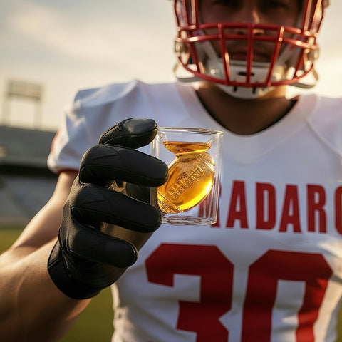 MADARC SPORT clear mouth-blown shot glasses with reversible sizes for versatile servings.