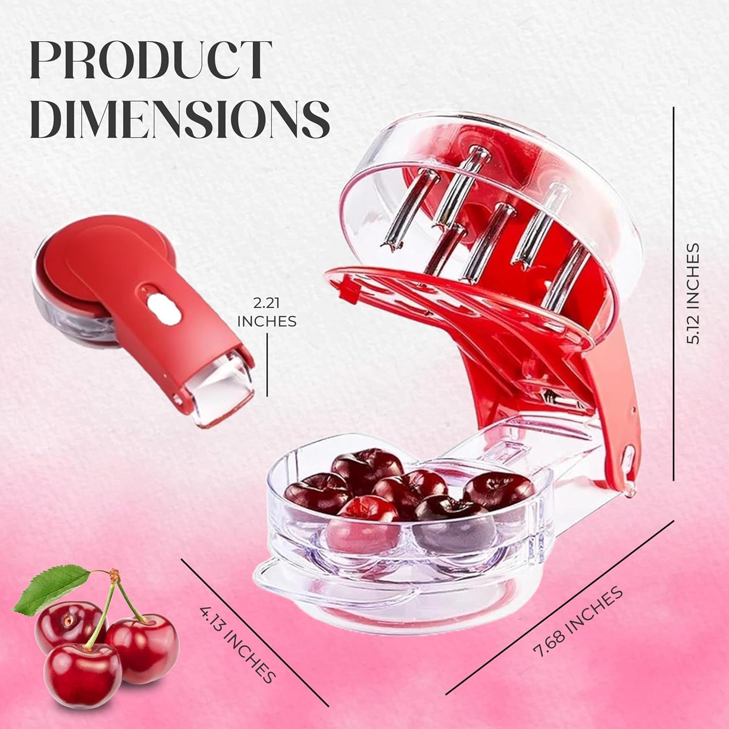 MADBURY Cherry Pitter with tray keeps pits and juice contained during use.