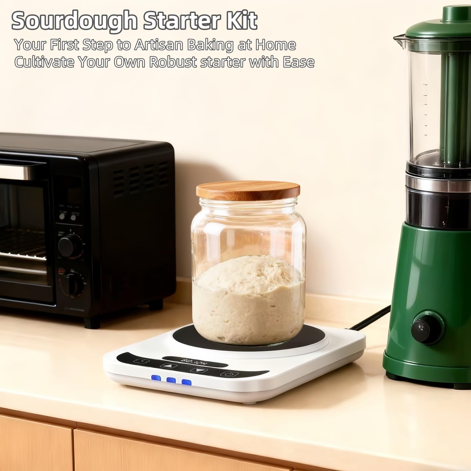MADCKDEDRT Sourdough Starter Warmer Mat with thermostat display for precise control