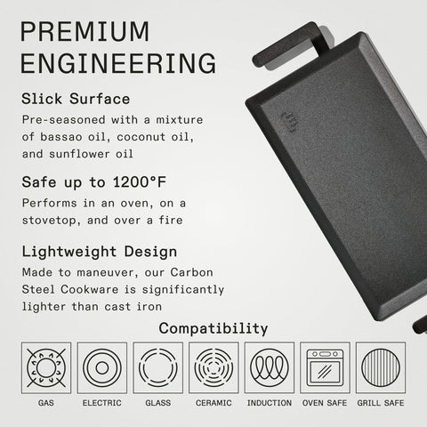 Made In carbon steel griddle durable handles tolerate high heat