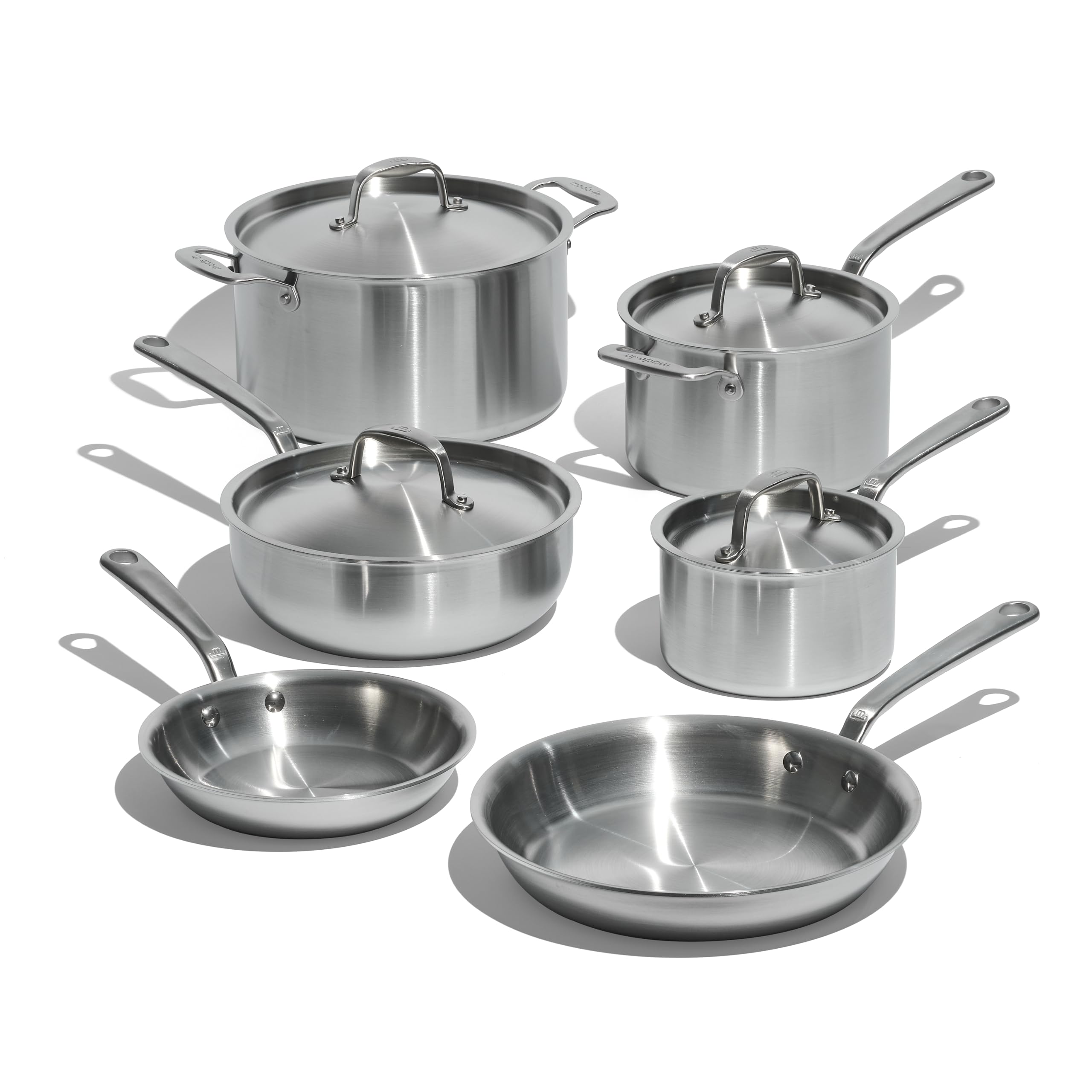 Made In 10-piece stainless clad set showing professional versatility.