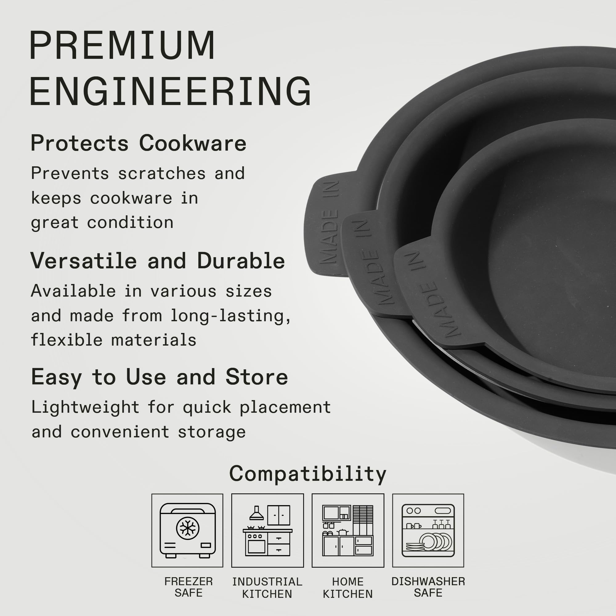 Made In 12-inch pan protector cushions stacked pans to prevent scrapes