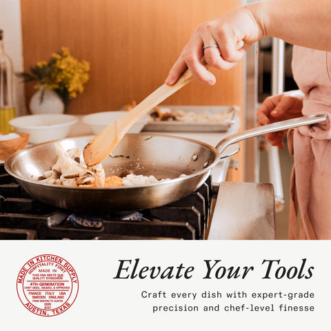 Made In Italy craftsmanship visible on a 12-inch pan for professional reliability.