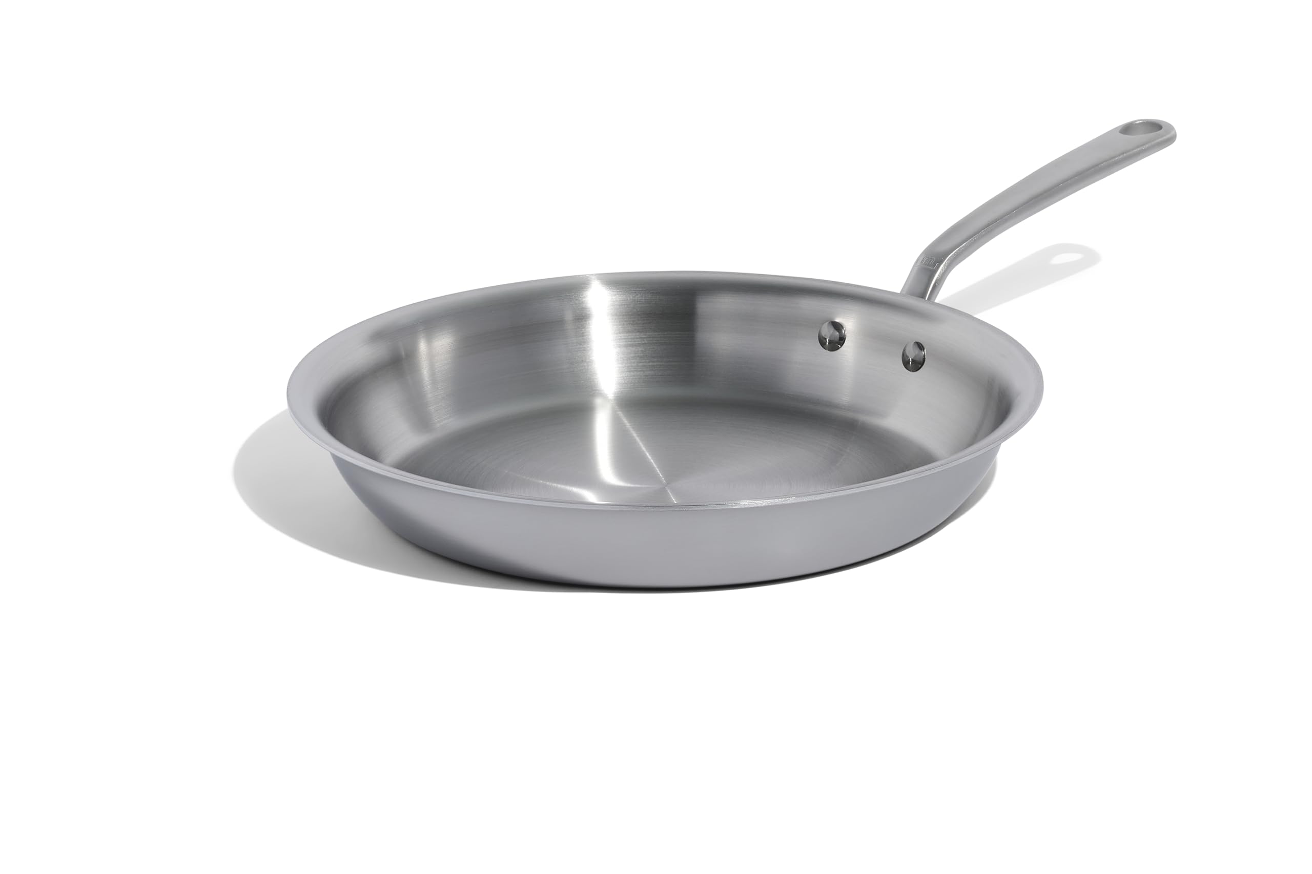 Made In 12-inch frying pan top view showing five-layer clad construction for even heat.