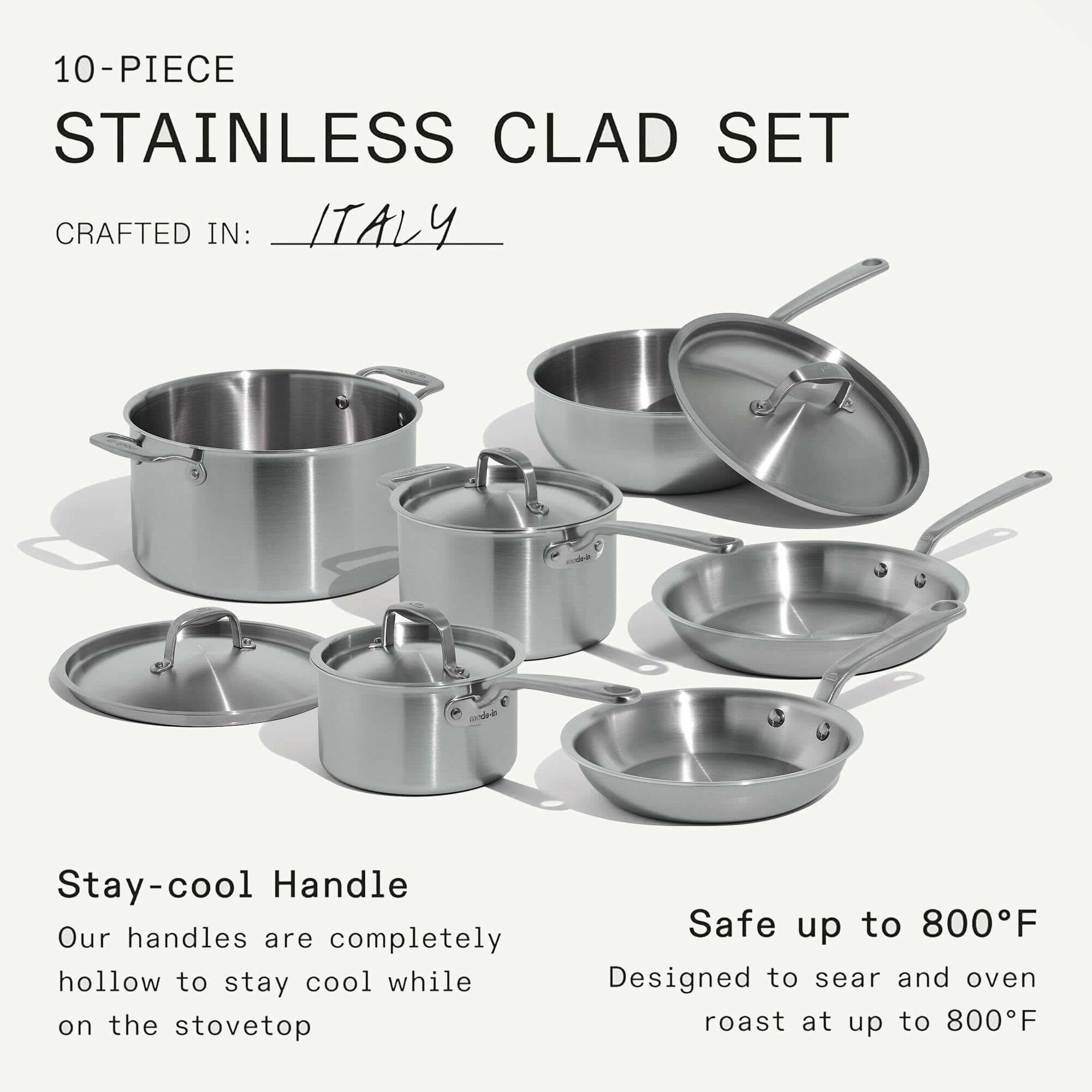 Made In 2-quart saucepan with lid for sauces and reheating.