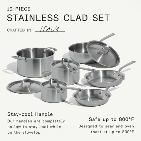 Made In 2-quart saucepan with lid for sauces and reheating.
