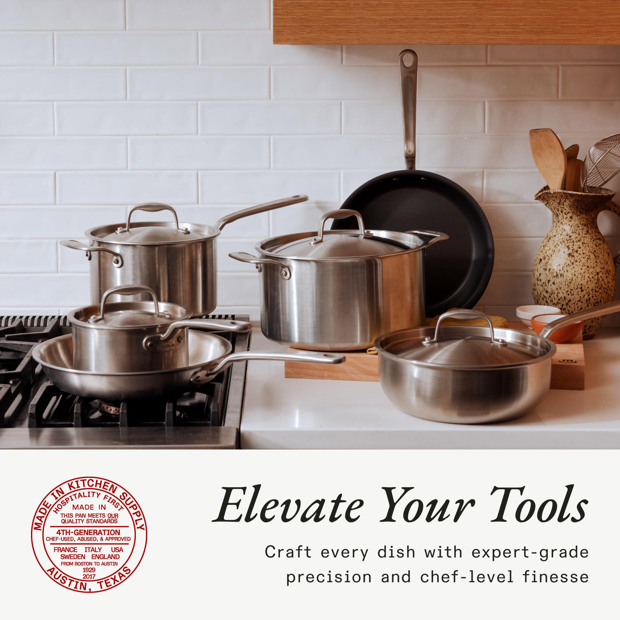 Made In 4-quart saucepan with lid for smooth simmering.