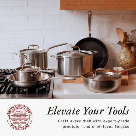 Made In 4-quart saucepan with lid for smooth simmering.